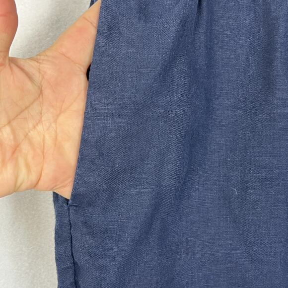 J.Crew Pants Women's Size M Navy 100% Linen Wide Leg Drawstring Pockets Relaxed - Picture 6 of 9